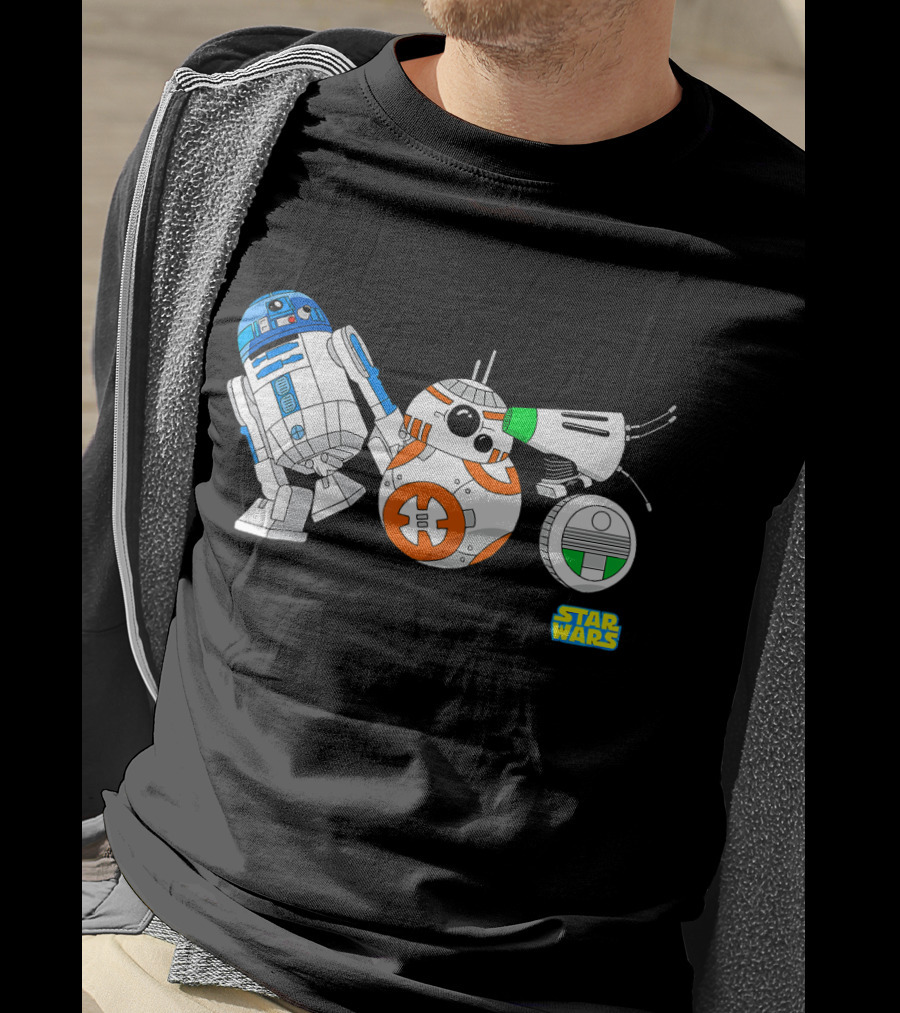 Star Wars The Rise Of Skywalker Droid Cartoon Lineup R2-D2 BB-8 D-O T-Shirt
