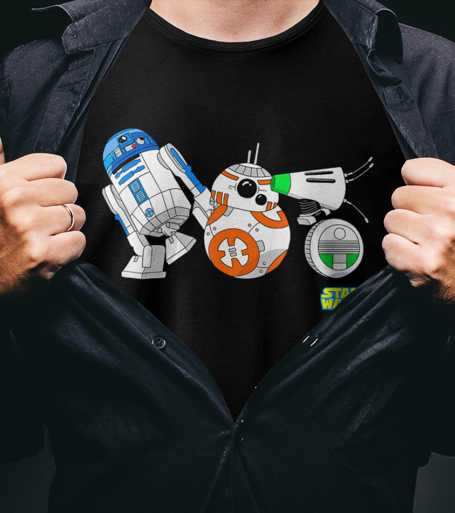 Star Wars The Rise Of Skywalker Droid Cartoon Lineup R2-D2 BB-8 D-O T-Shirt