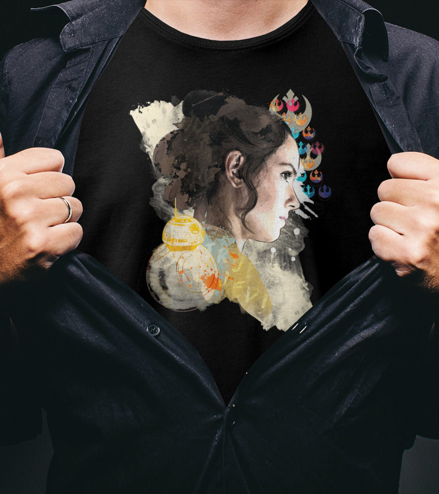 Star Wars The Rise Of Skywalker Rey BB-8 Rebel Alliance Collage T-Shirt