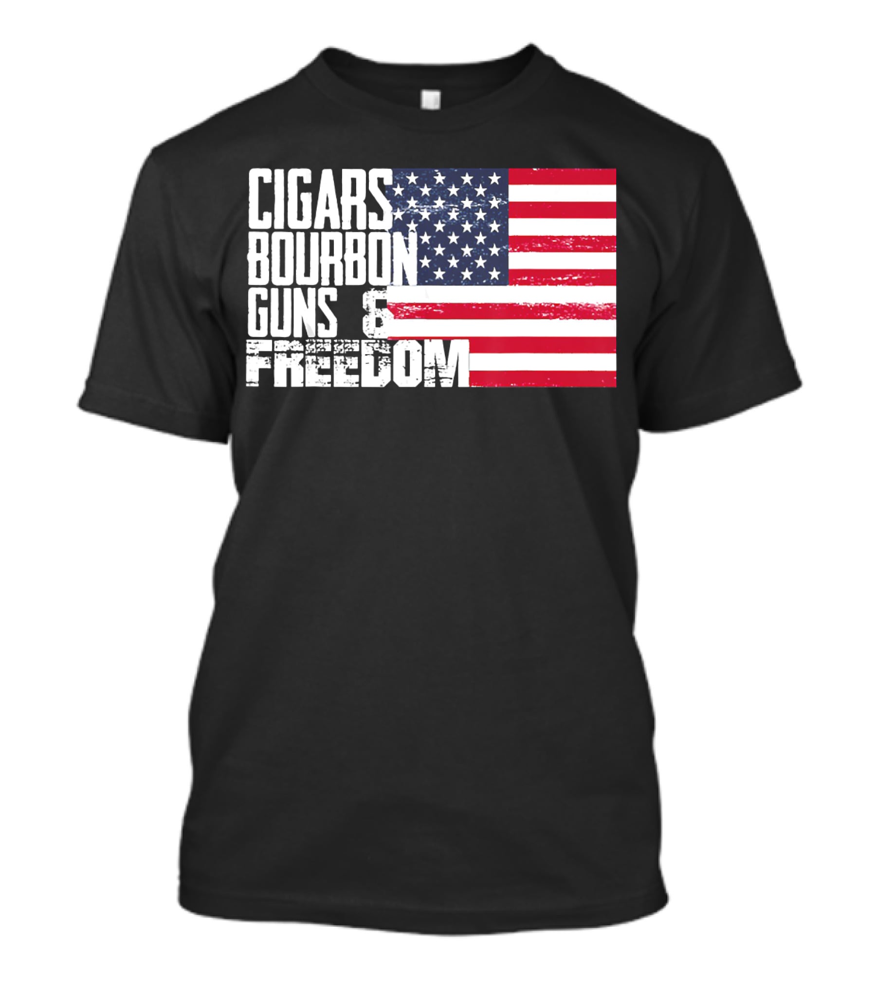 Cigars Bourbon Guns Freedom American Flag T-Shirt