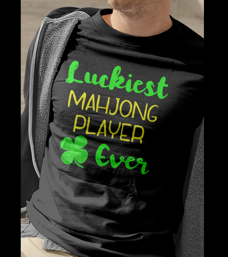 Luckiest Mahjong Player Ever St Patrick's Day Irish Clover T-Shirt
