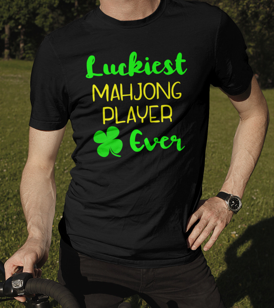 Luckiest Mahjong Player Ever St Patrick's Day Irish Clover T-Shirt