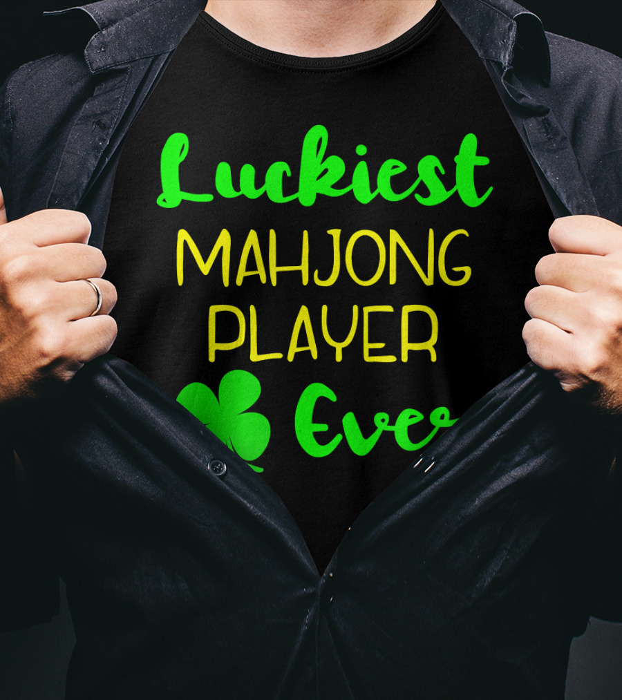 Luckiest Mahjong Player Ever St Patrick's Day Irish Clover T-Shirt