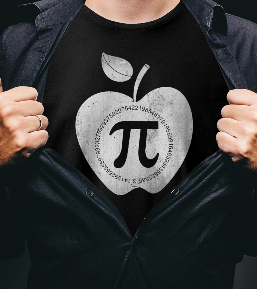 Pi Symbol Inside Apple With Pi Digits Circle T-Shirt