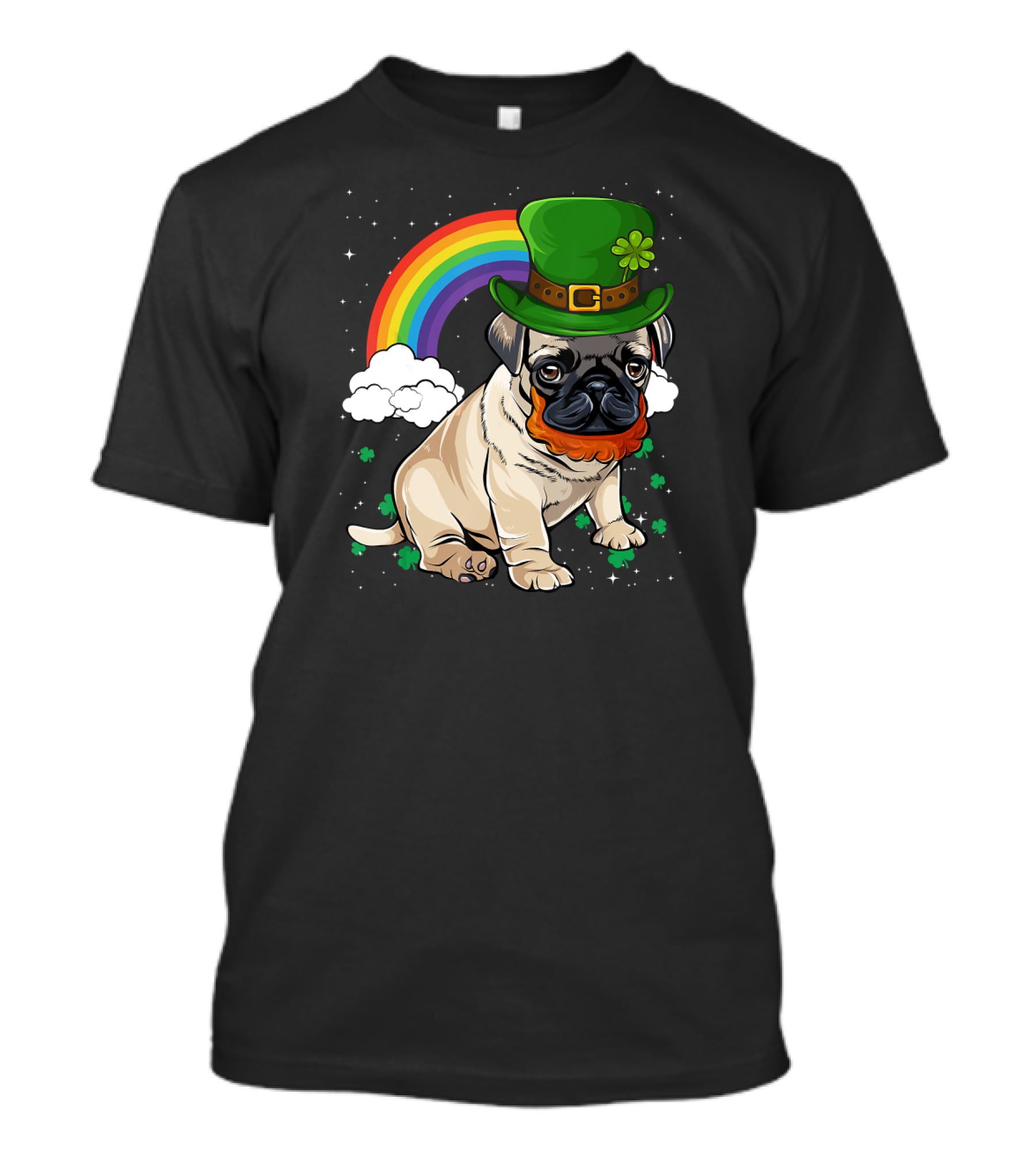 Pug St Patricks Day Leprechaun Hat Rainbow T-Shirt