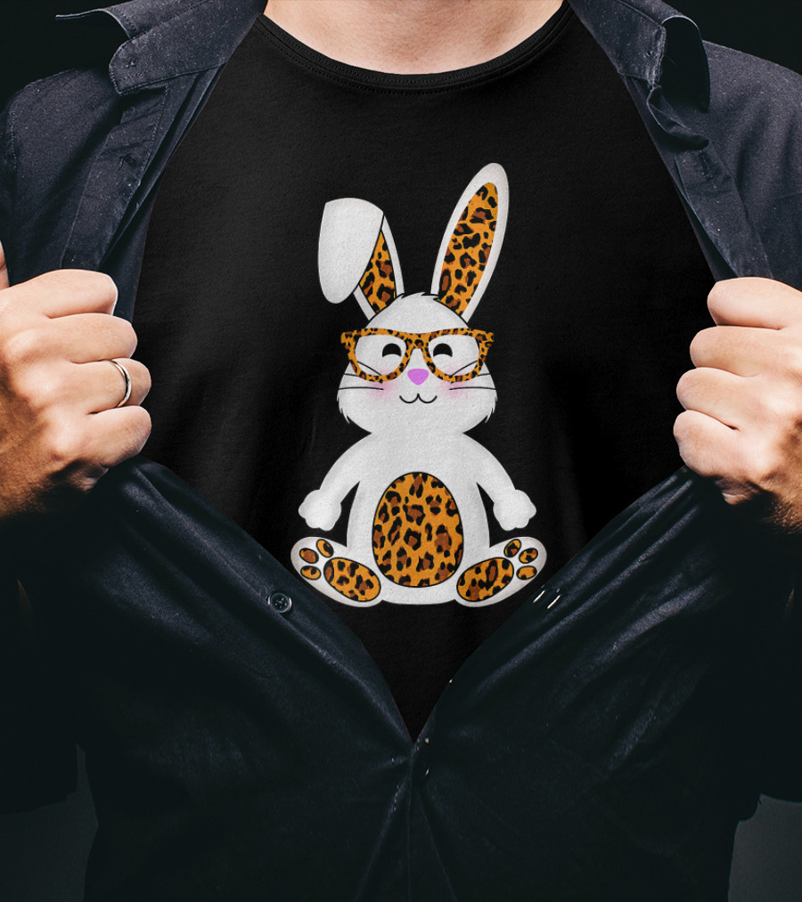 Leopard Print Bunny With Sunglasses Easter Egg T-Shirt