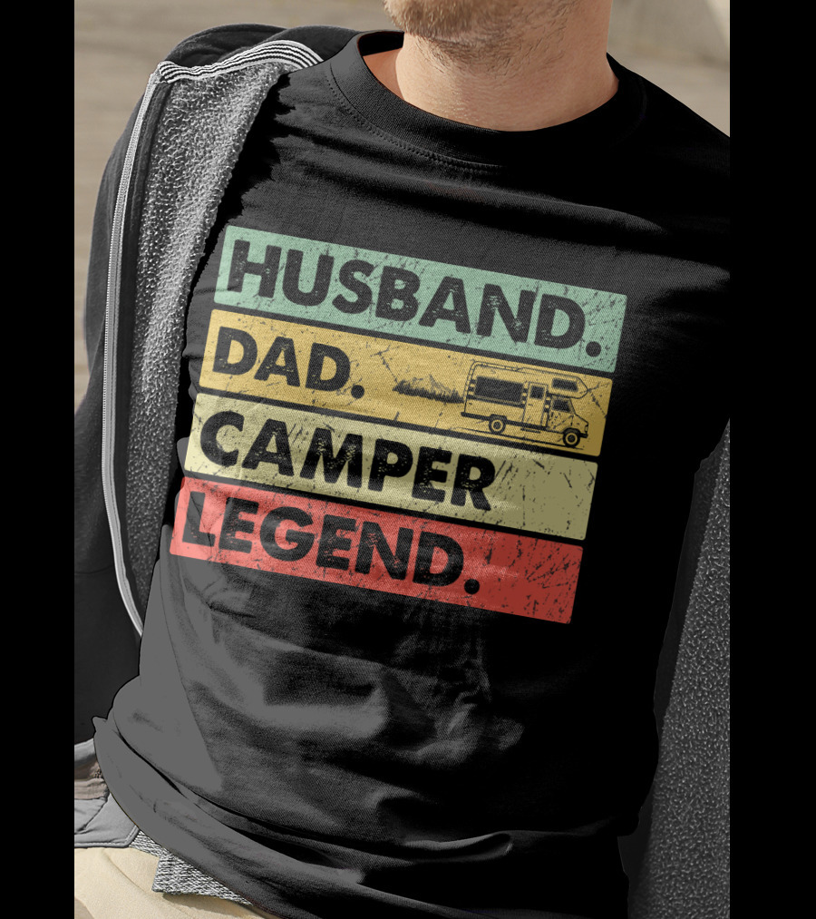 Husband Dad Camper Legend Vintage Retro Camping RV T-Shirt