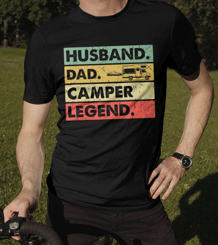 Husband Dad Camper Legend Vintage Retro Camping RV T-Shirt