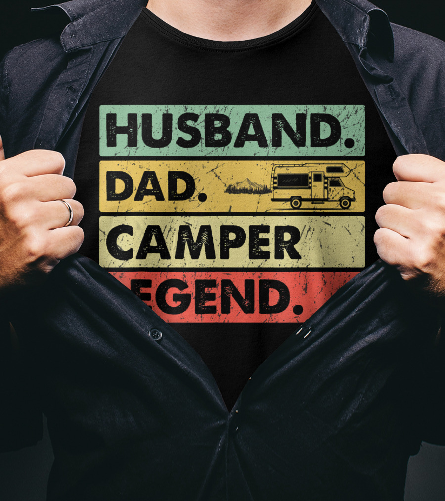Husband Dad Camper Legend Vintage Retro Camping RV T-Shirt
