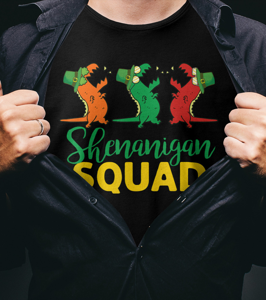 Shenanigan Squad T-Rex Dinosaur St Patrick's Day T-Shirt