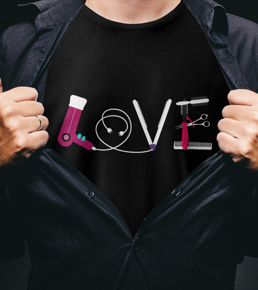 Love For Best Hairdresser Cosmetology Beautician Tools T-Shirt