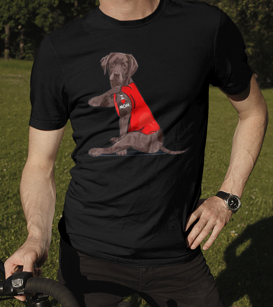 I Love Mom Chocolate Lab Tattoo Labrador Mom T-Shirt