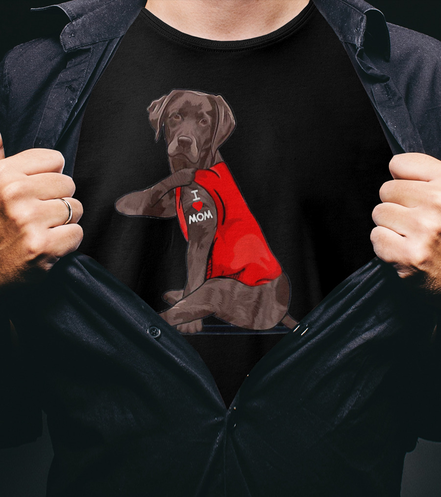I Love Mom Chocolate Lab Tattoo Labrador Mom T-Shirt