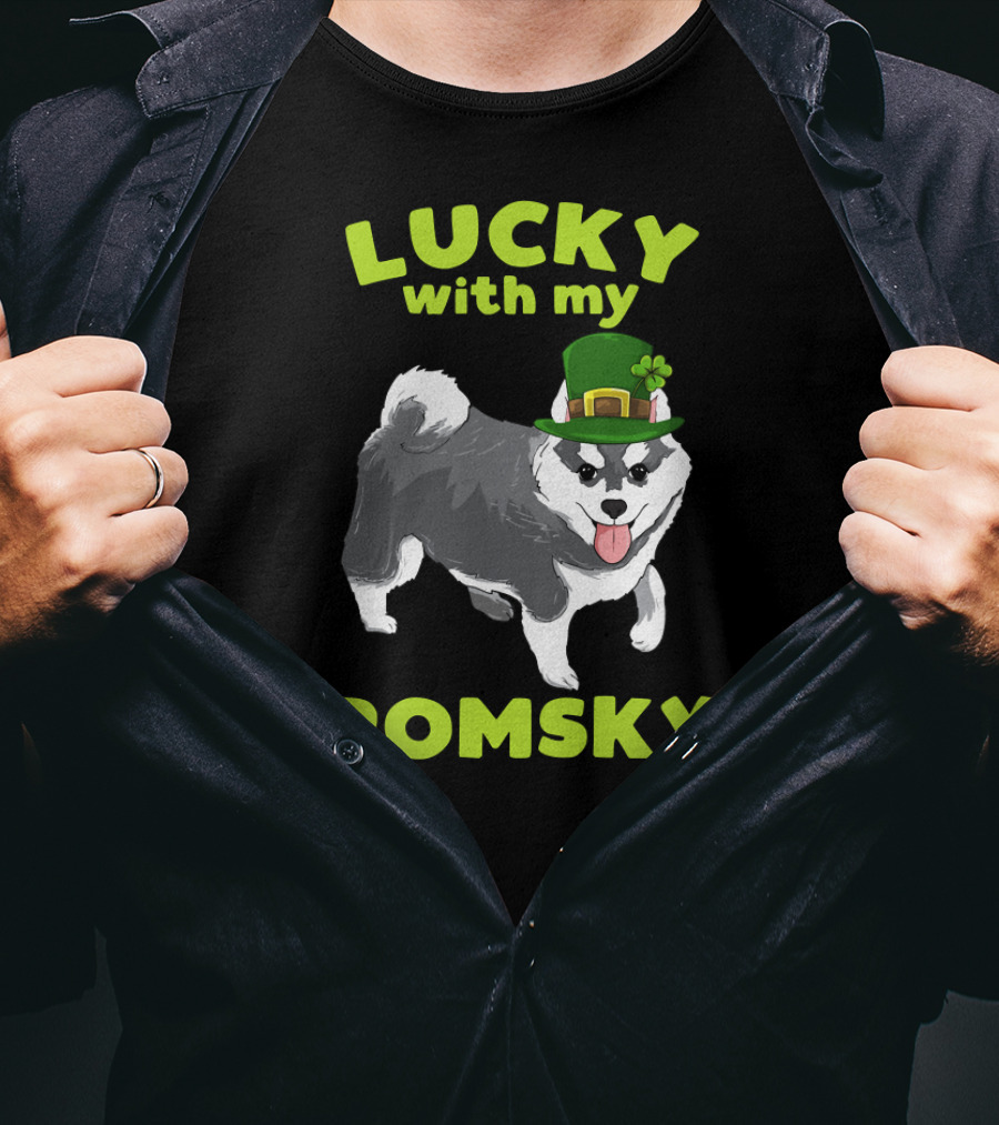 Lucky With My Pomsky St Patrick's Day T-Shirt