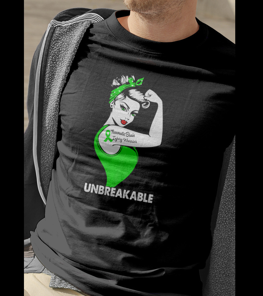 Unbreakable Traumatic Brain Injury Warrior TBI Awareness T-Shirt