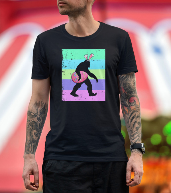 Premium T-Shirt: Vintage Bigfoot Easter Bunny Eggs Sasquatch Retro Gradient T-Shirt Vintage Bigfoot Easter Bunny Eggs Sasquatch Retro Gradient T-Shirt