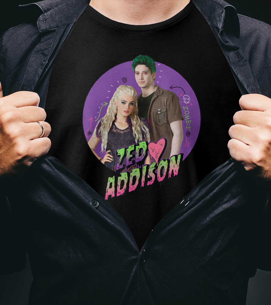 Zombies 2 Zed Addison Love Disney Channel Hearts And Arrows T-Shirt