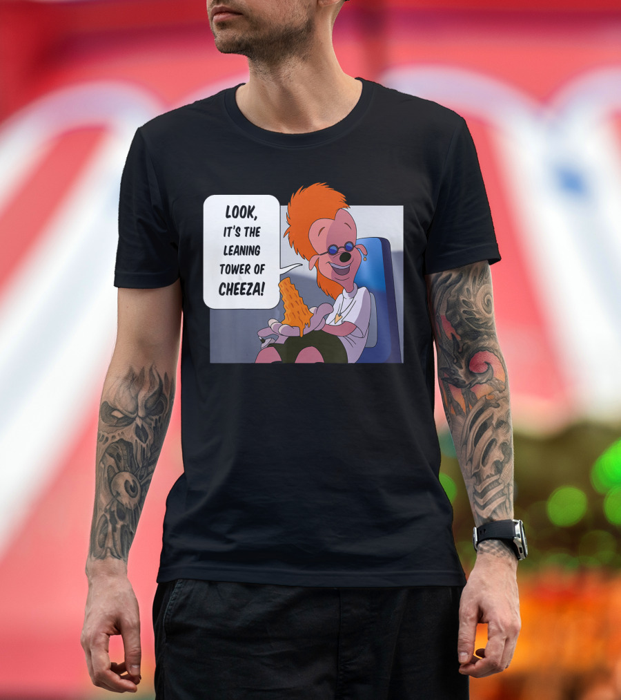 Disney A Goofy Movie Character with Leaning Tower of Cheeza Scene T-Shirt