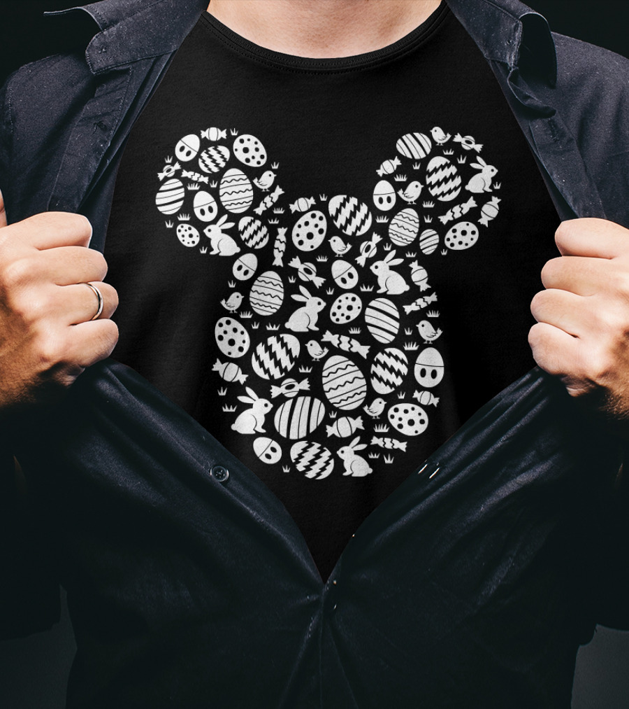 Disney Mickey Mouse Icon Easter Eggs White Bunnies T-Shirt