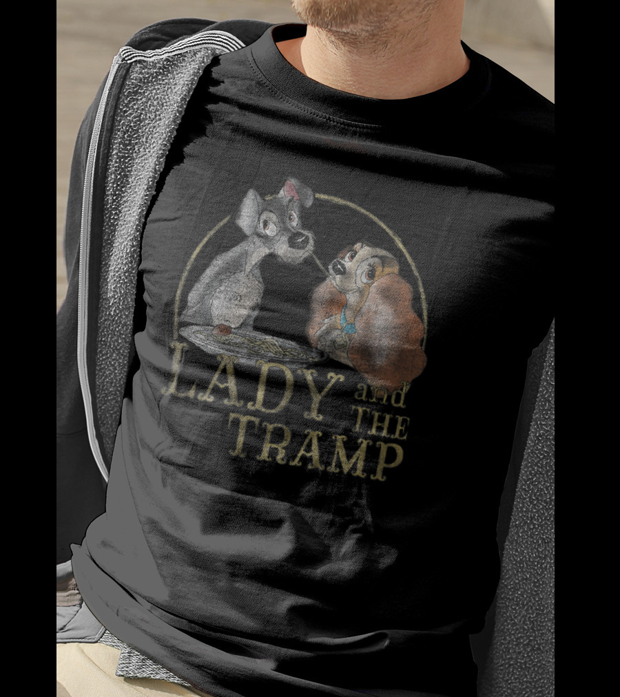 Lady And The Tramp Eating Spaghetti Iconic Scene Disney T-Shirt