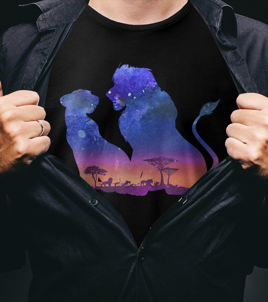 Disney The Lion King Simba And Nala Starry Savannah Silhouette Scene T-Shirt