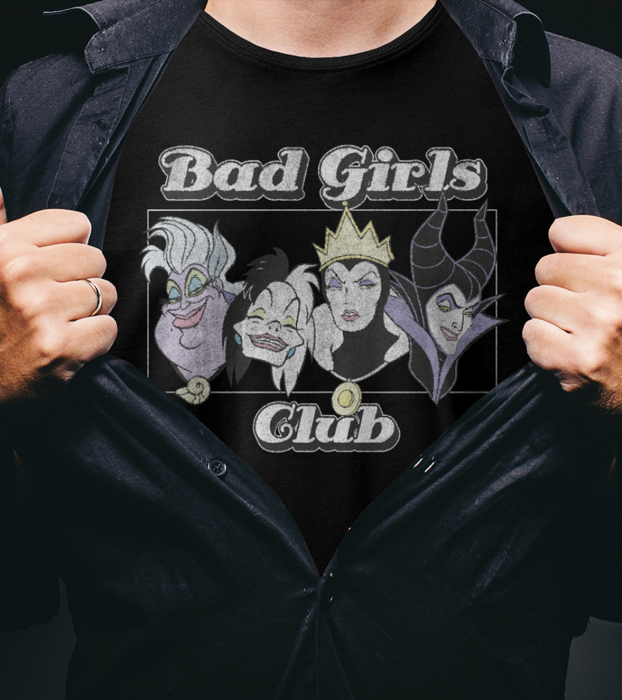 Disney Villains Bad Girls Club Group Shot Ursula Evil Queen Maleficent Cruella De Vil T-Shirt