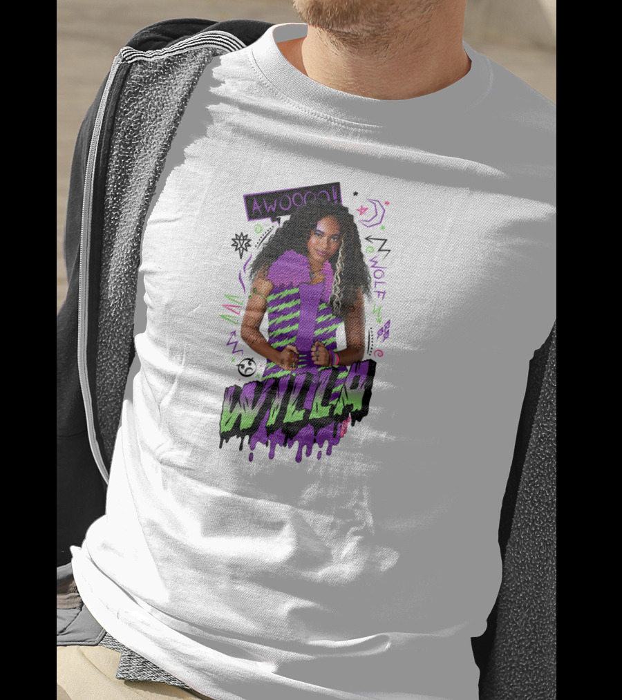 Disney Zombies 2 Willa Wolf Awooo Neon T-Shirt