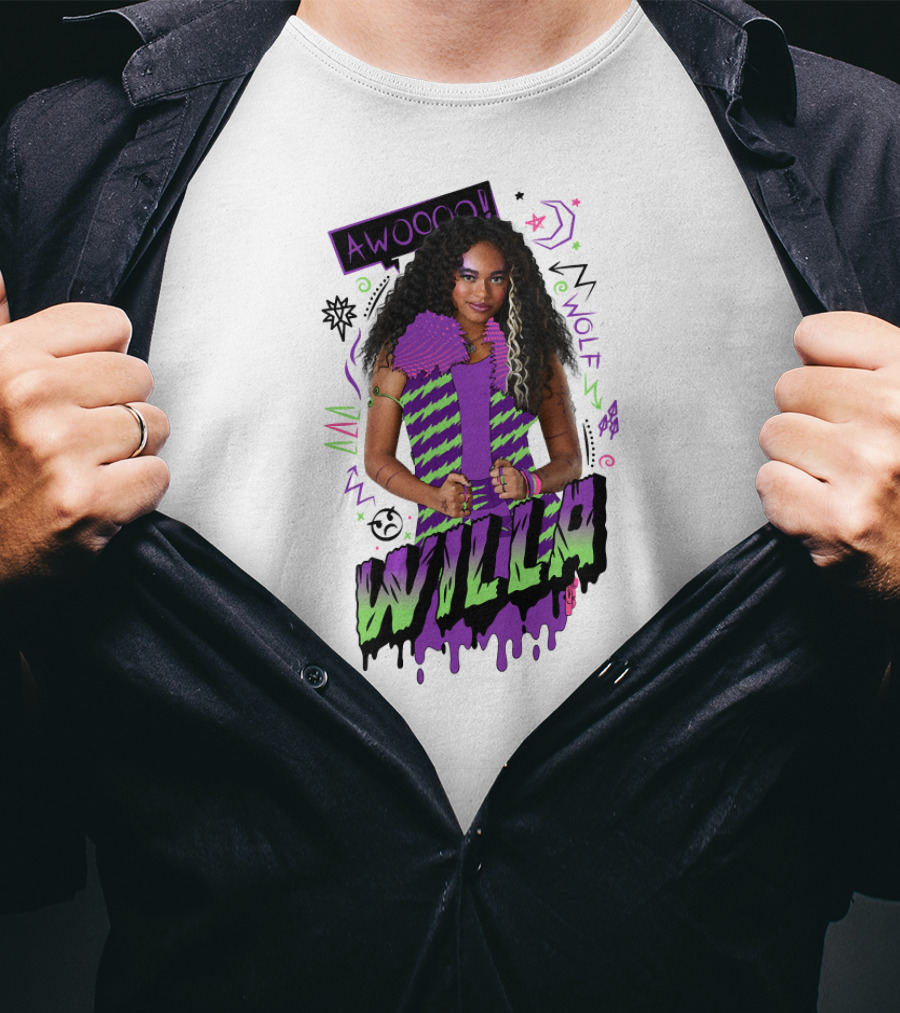 Disney Zombies 2 Willa Wolf Awooo Neon T-Shirt