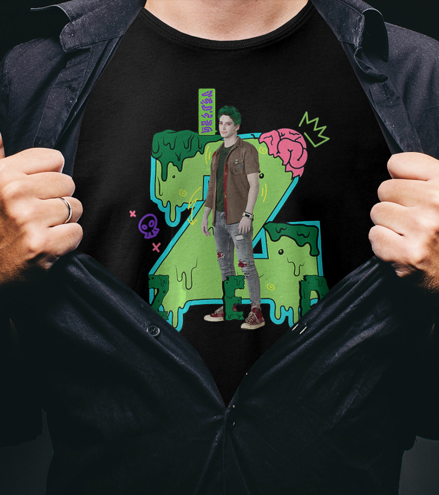 Disney Zombies 2 Zed Character With Slime And Brain Motif T-Shirt