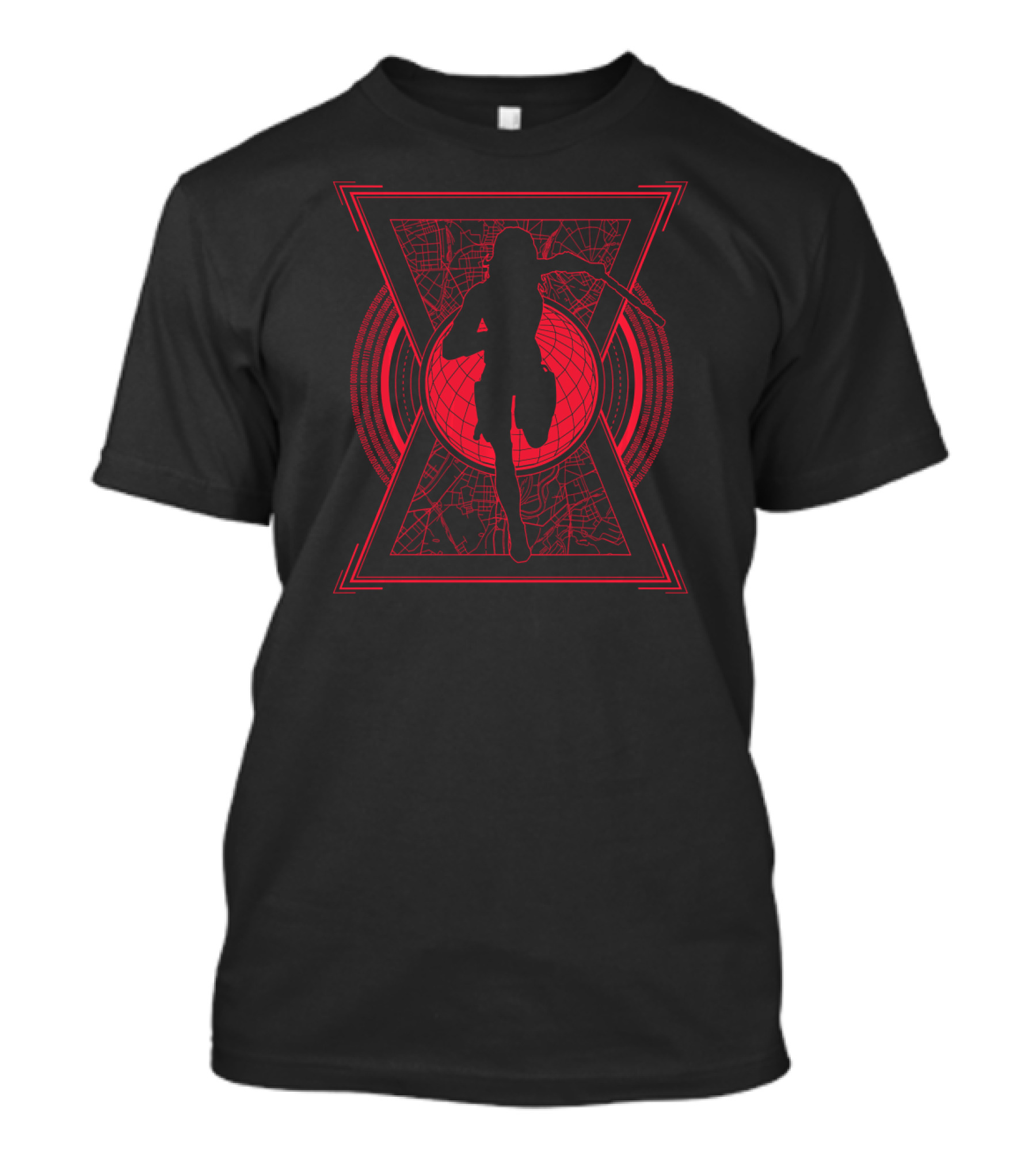 Marvel Black Widow Movie Natasha Romanoff Silhouette Red Hourglass Map T-Shirt
