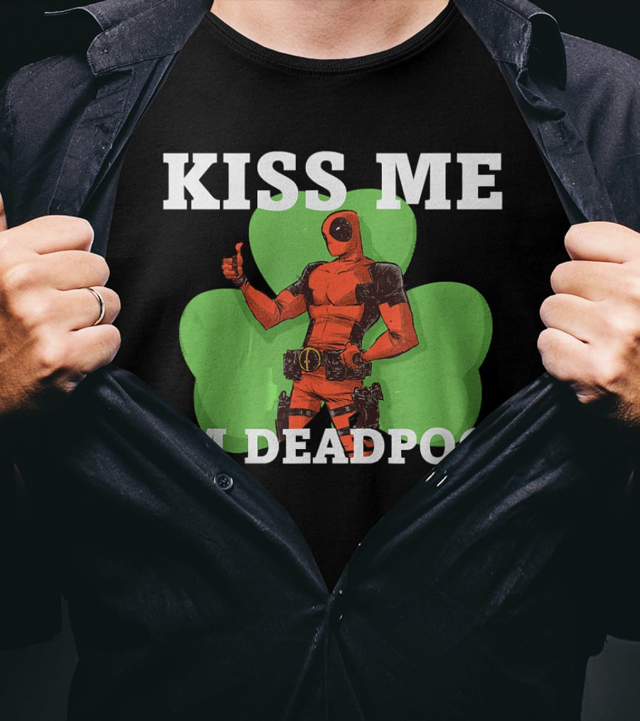 Marvel Kiss Me I'm Deadpool St. Patrick's Day Shamrock T-Shirt