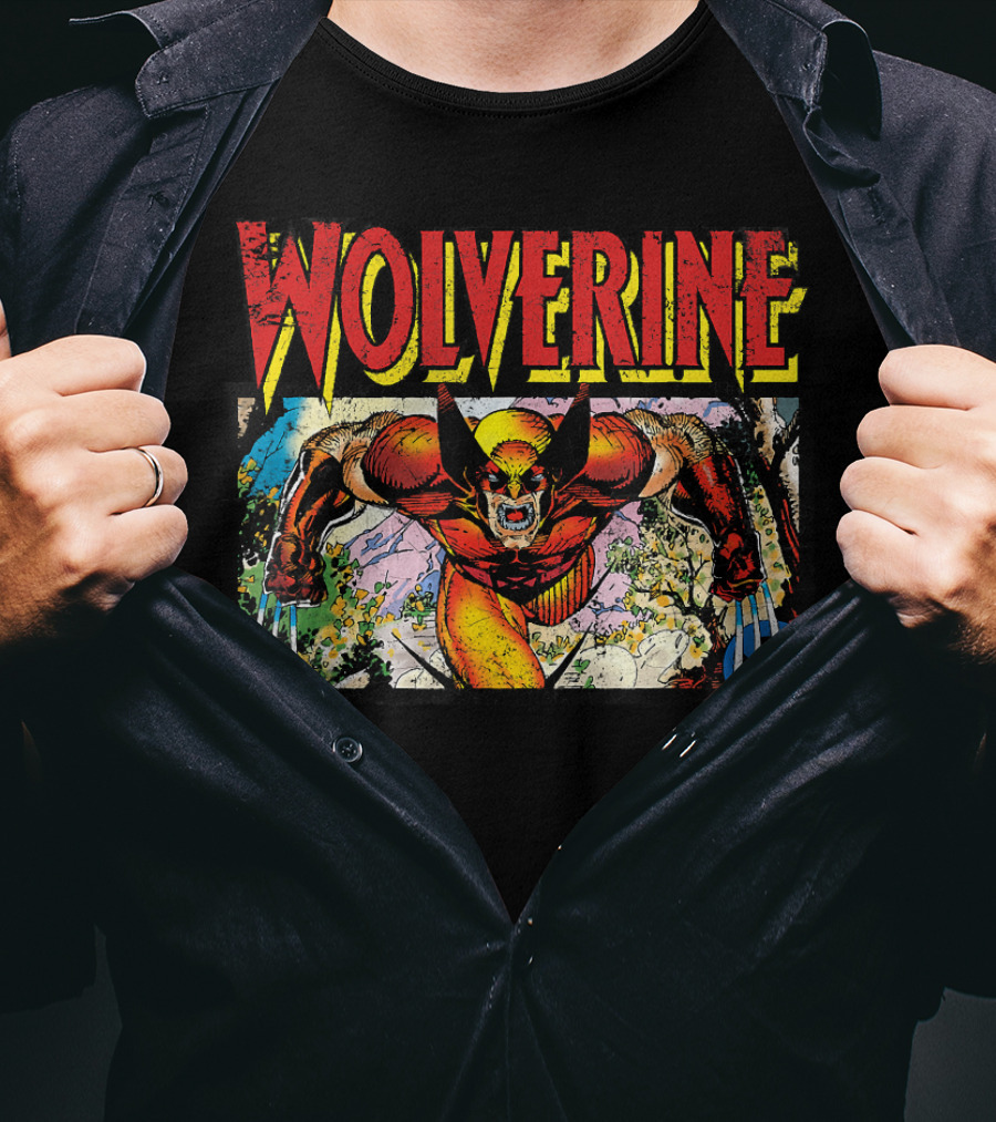 Wolverine Marvel X Men 90s Retro Style Art Classic Comic Panel T-Shirt