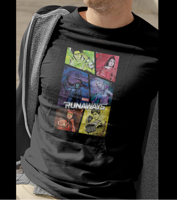 Marvel Runaways Character Color Block Grid With Comic Style T-Shirt