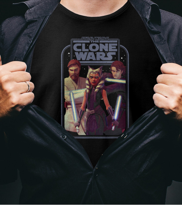 Star Wars The Clone Wars Jedi Heroes Group With Lightsabers T-Shirt