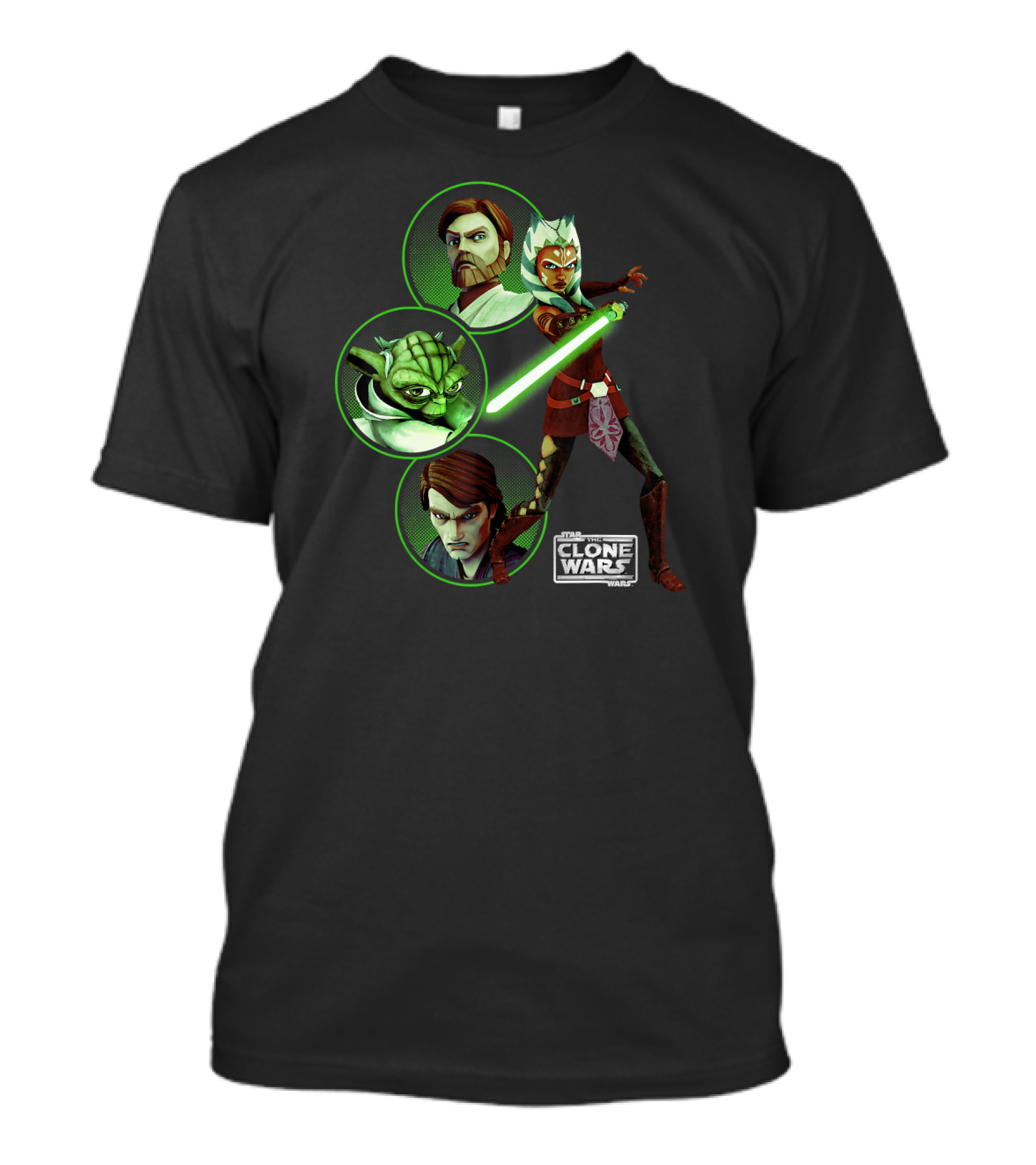 Star Wars The Clone Wars Yoda Ahsoka Obi-Wan Anakin Rebel Alliance Group Shot T-Shirt
