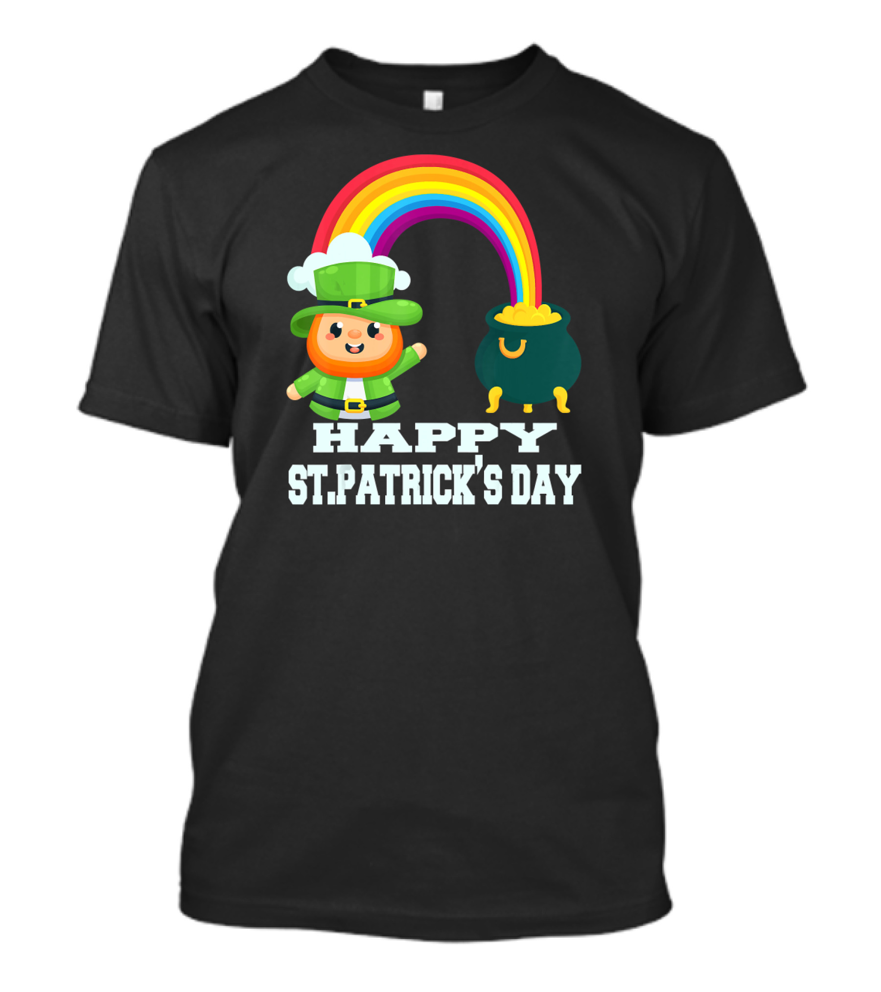 HAPPY ST. PATRICK'S DAY Rainbow Leprechaun Pot Of Gold T-Shirt