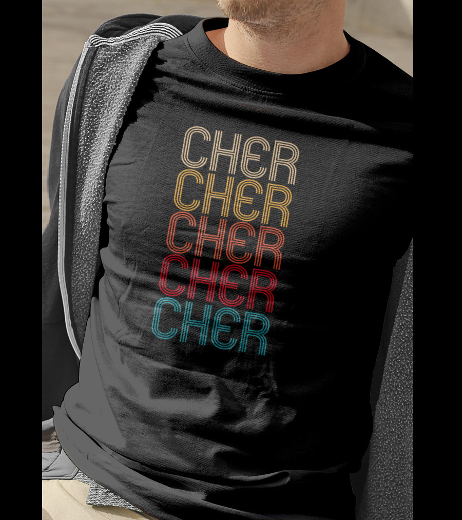 Cher Vintage Style Retro Vibe Multicolor Lines T-Shirt