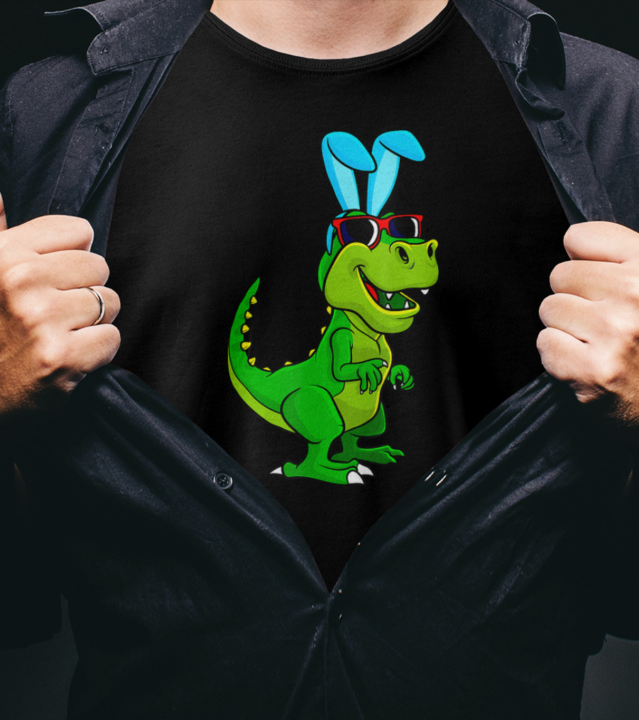T Rex With Easter Bunny Ears And Sunglasses Dinosaur Lover T-Shirt