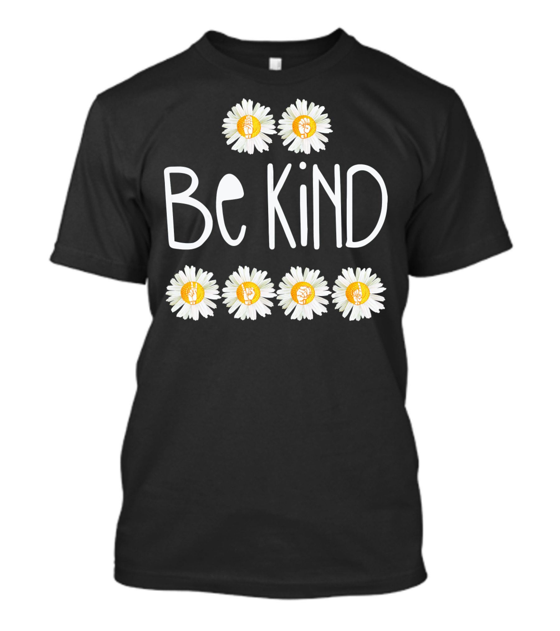Be Kind Daisy Peace Sign ASL Choose Kindness With Floral Hand Symbols T-Shirt