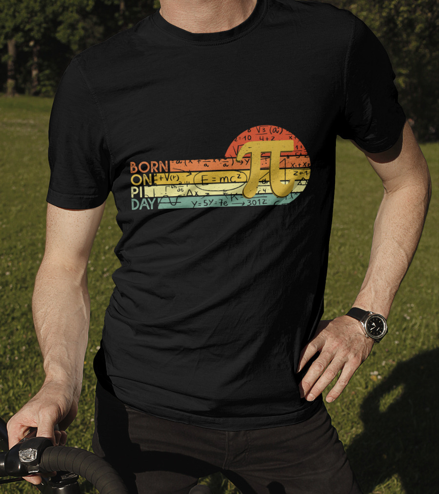 Born On Pi Day Math Equations Vintage Sunset Pi T-Shirt