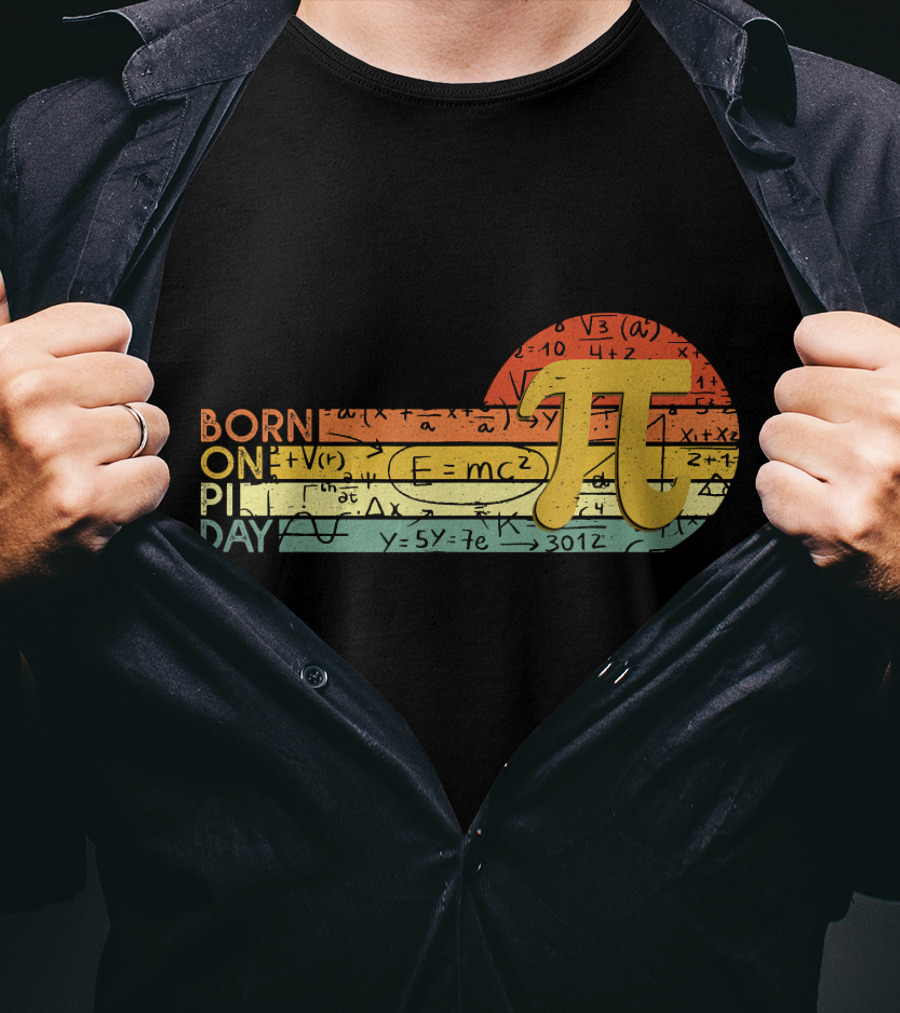 Born On Pi Day Math Equations Vintage Sunset Pi T-Shirt