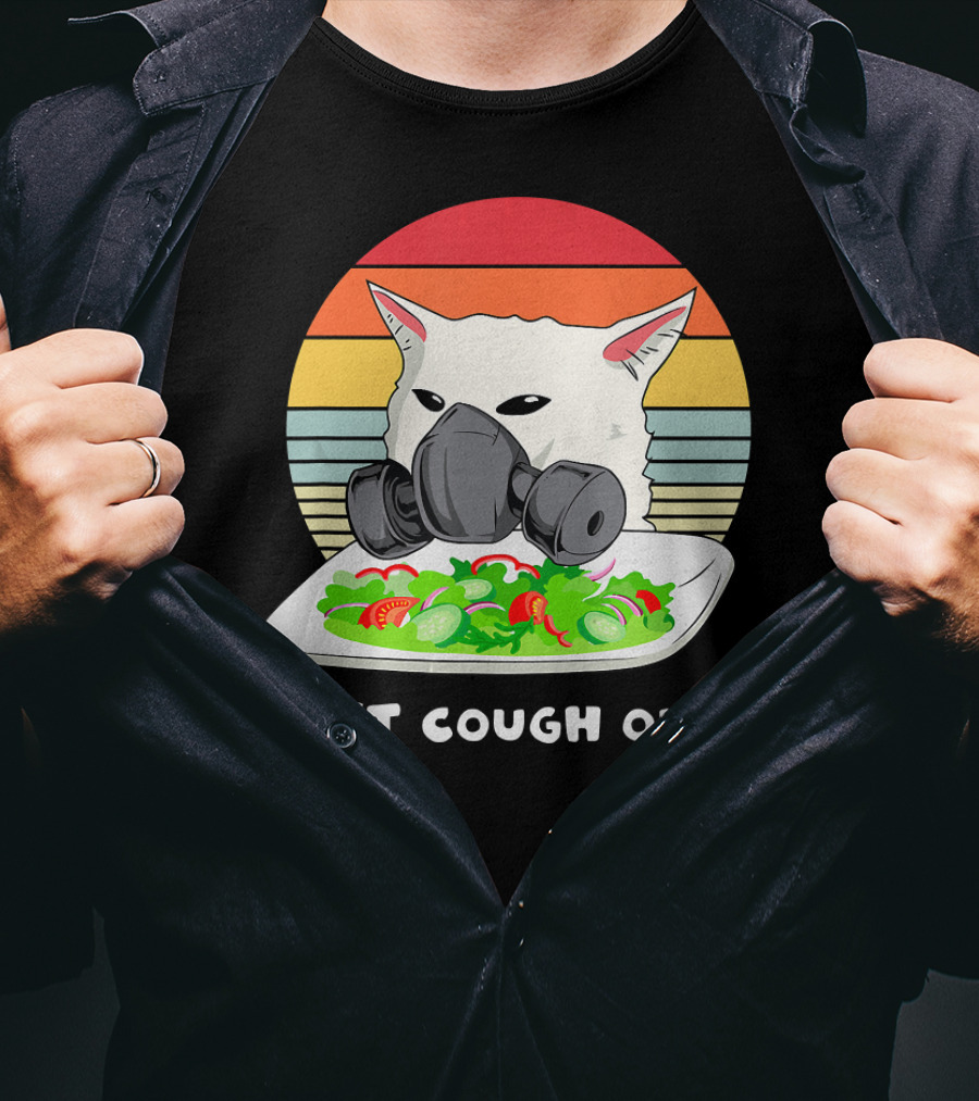 Don't Cough On Me Masked Cat Meme Plate Of Salad Retro Stripes T-Shirt