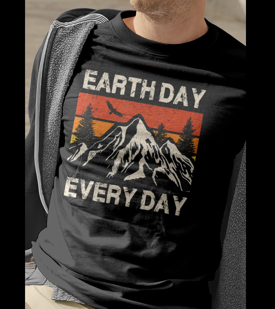EARTH DAY EVERY DAY Mountain Sunset Forest Eagle T-Shirt