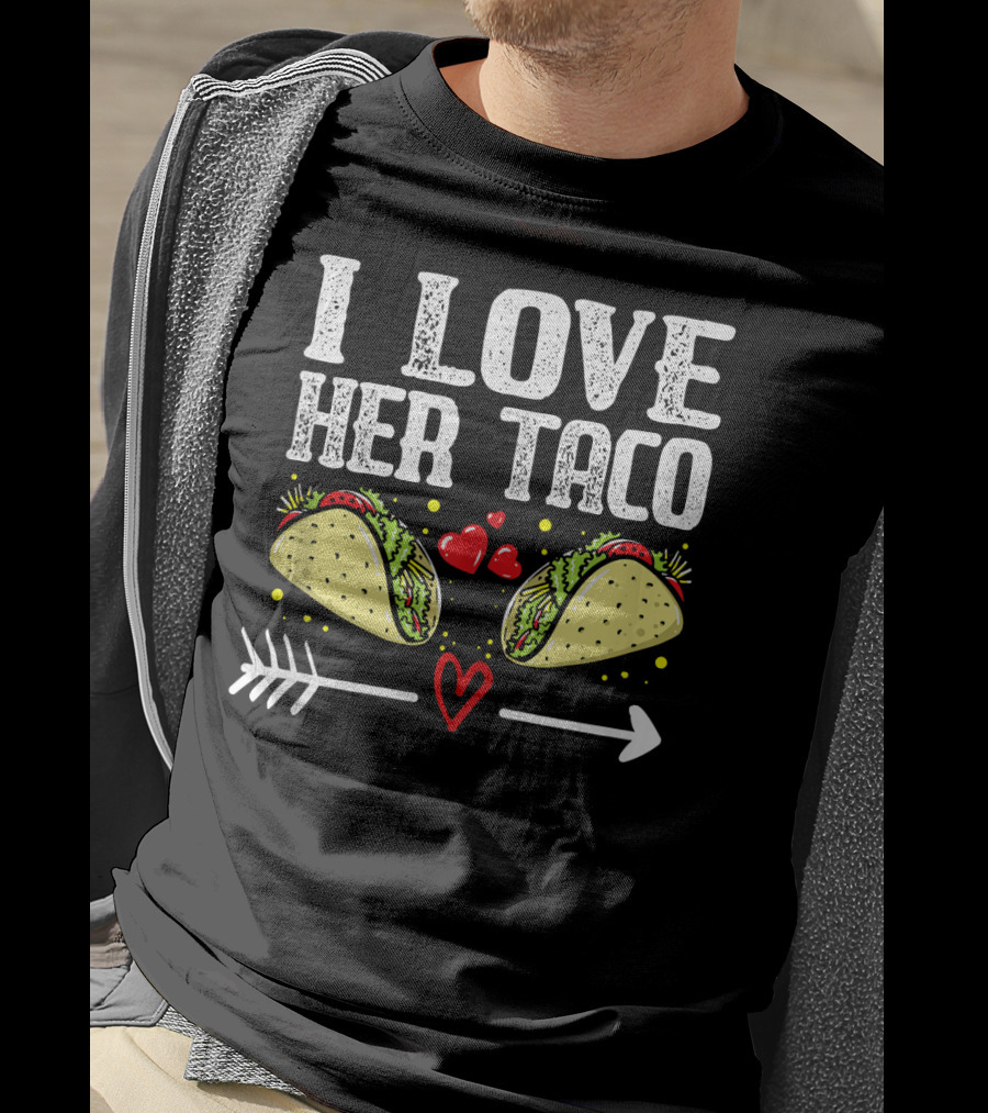 Mens Mexican Couple Cinco De Mayo I Love Her Taco T-Shirt