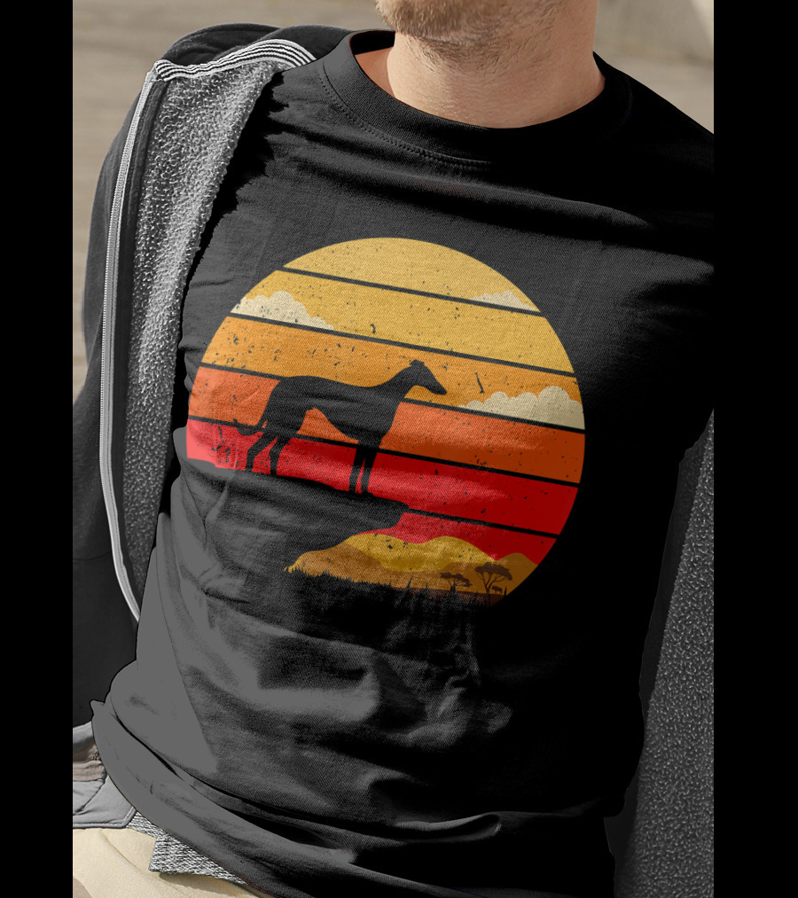 Vintage Italian Greyhound Silhouette Scenic Sunset T-Shirt