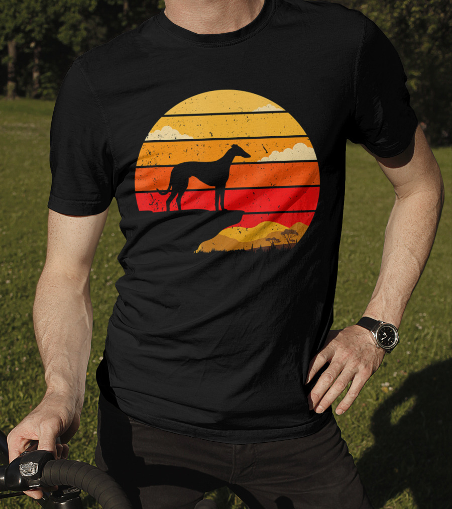 Vintage Italian Greyhound Silhouette Scenic Sunset T-Shirt