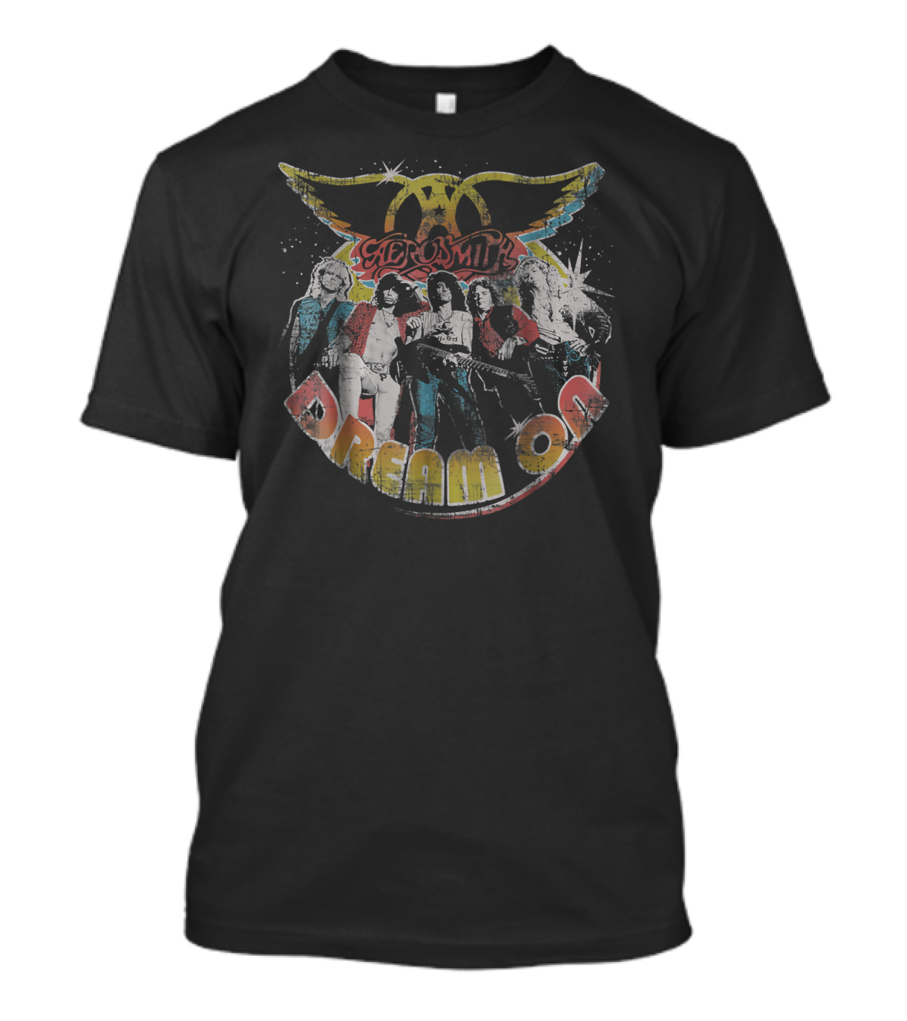 Aerosmith Dream On Band Members Retro Winged T-Shirt