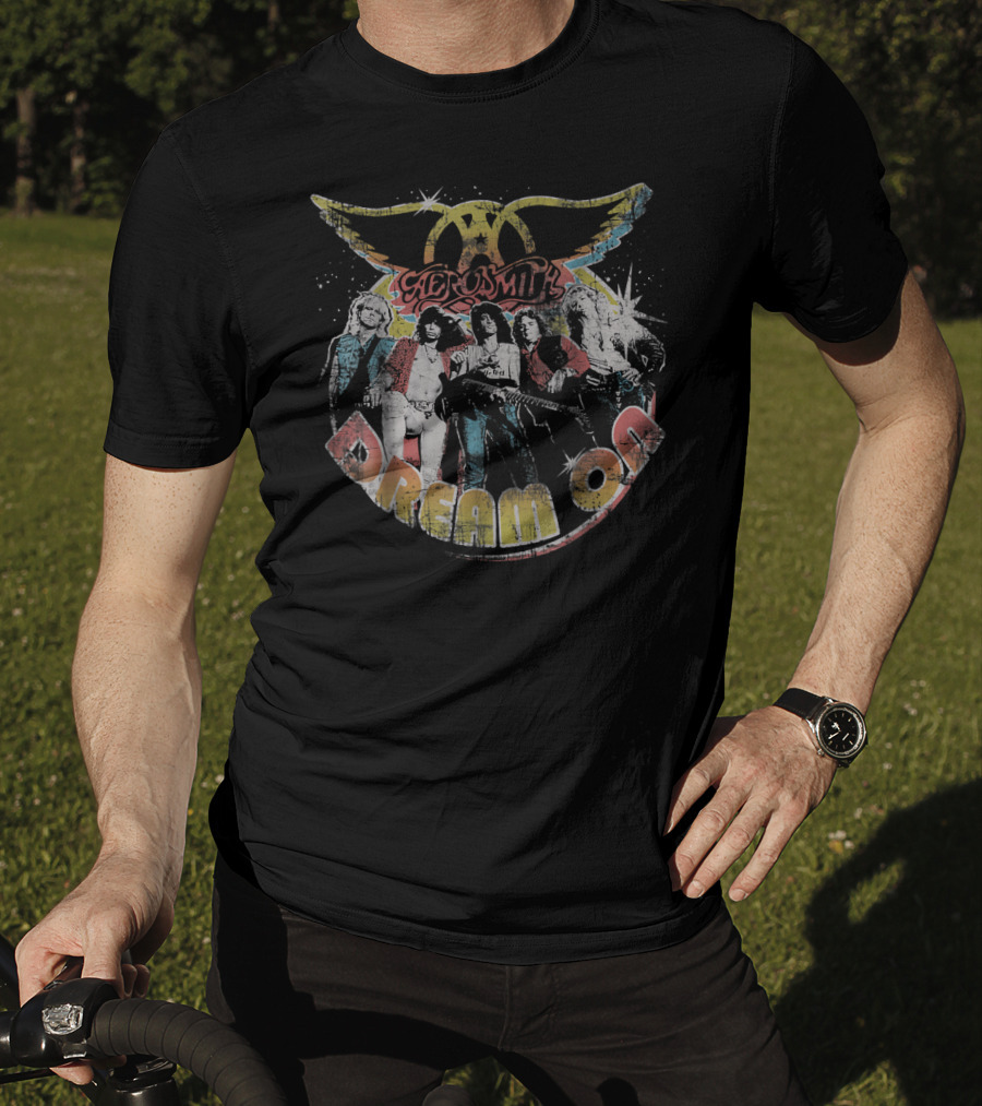 Aerosmith Dream On Band Members Retro Winged T-Shirt
