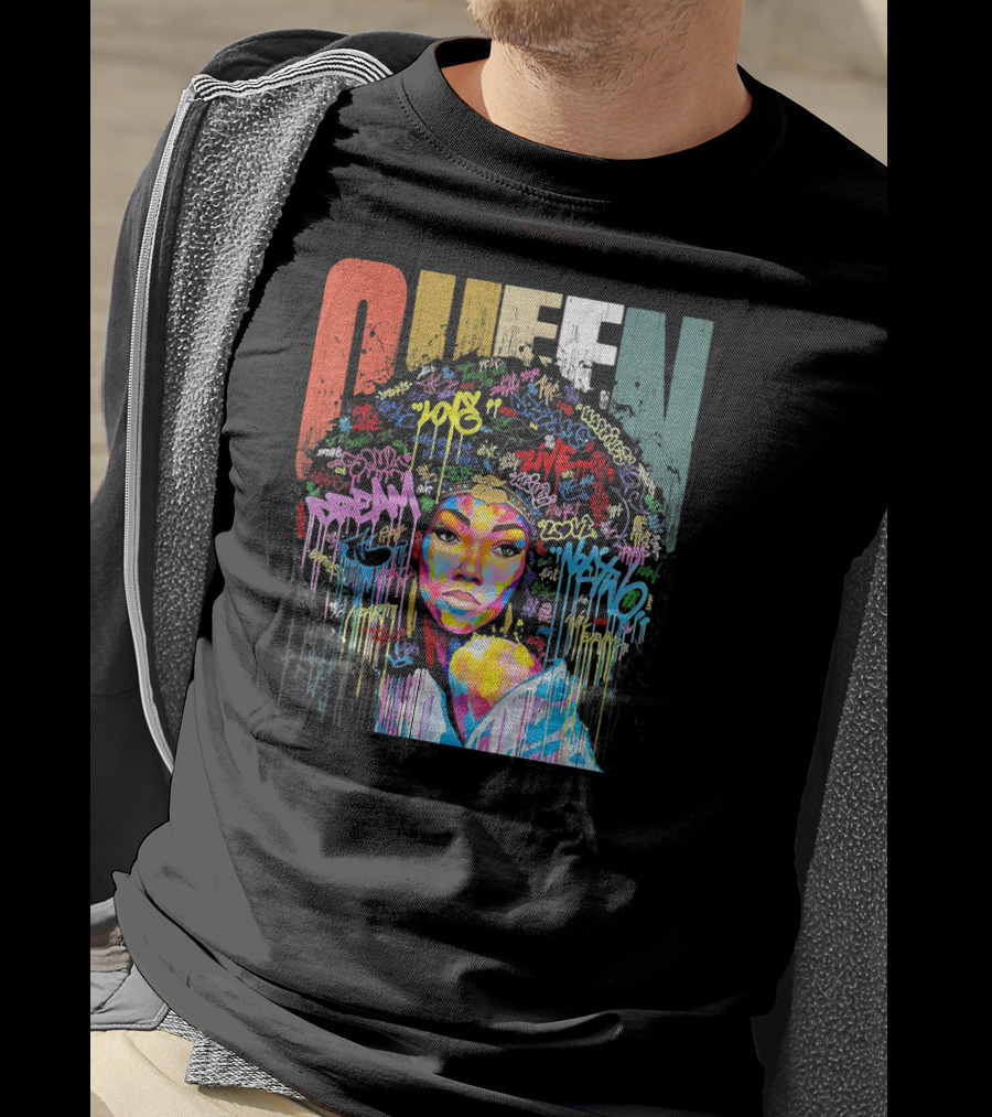Queen African American Educated Strong Graffiti T-Shirt