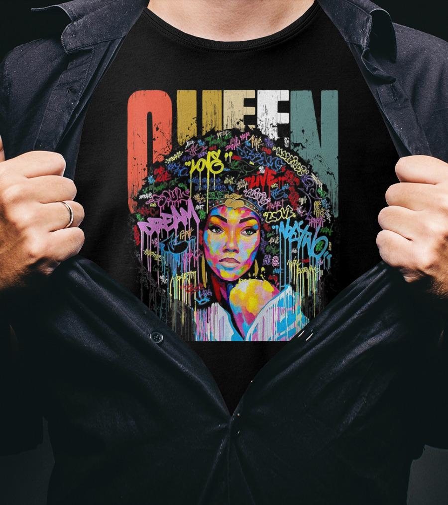 Queen African American Educated Strong Graffiti T-Shirt